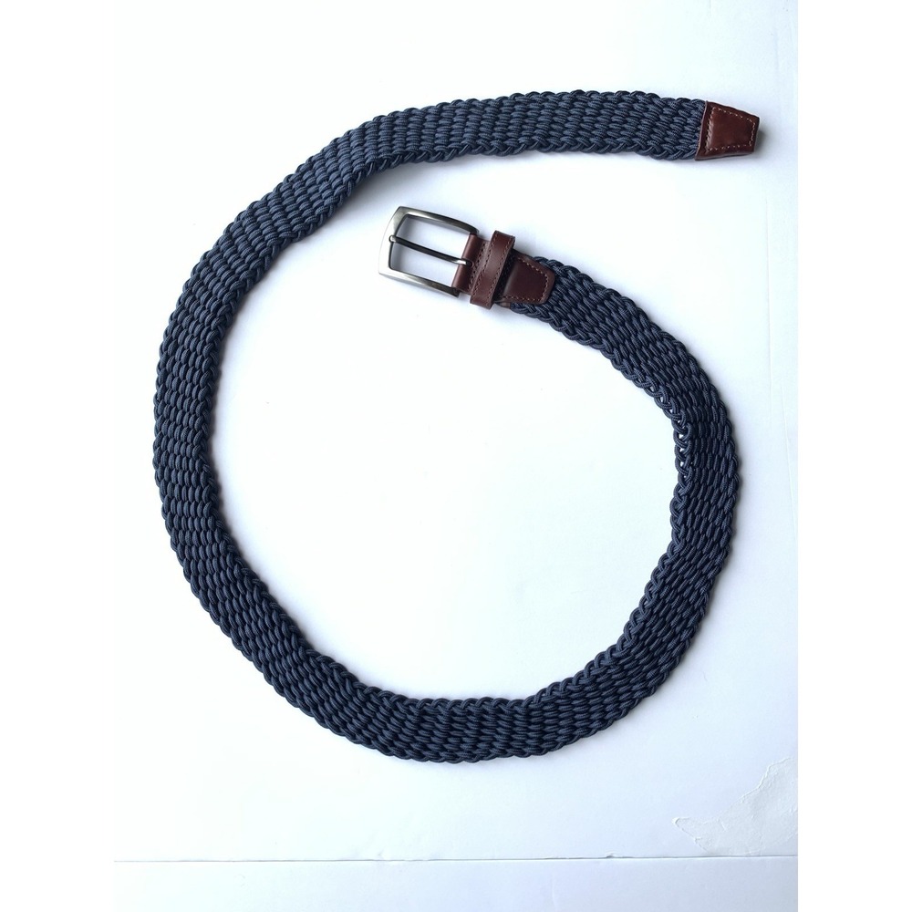 Johnston Murphy Mens 34 Navy Braided Stretch Belt Woven Golf Leather